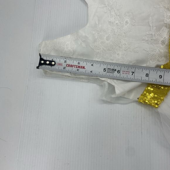 White Flower Girl Sees With Gold Ribbon And Bow Large {54} - Picture 11 of 15